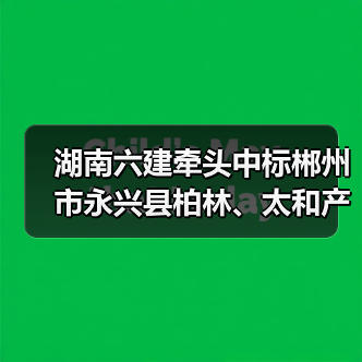 湖南六建牵头中标郴州市永兴县柏林、太和产业园污水处理厂（一期）提质改造项目EPC！